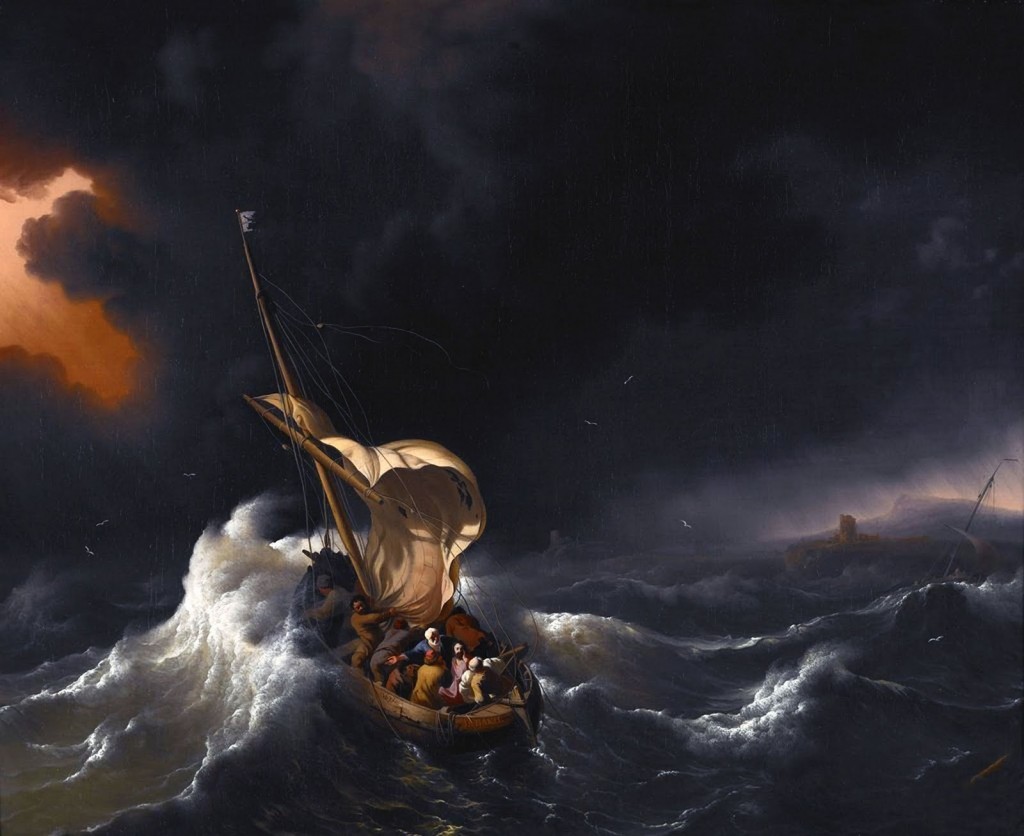 Gdy Jezus wszedł do łodzi, poszli za Nim Jego uczniowie. A oto zerwała się gwałtowna burza na jeziorze, tak że fale zalewały łódź; On zaś spał.